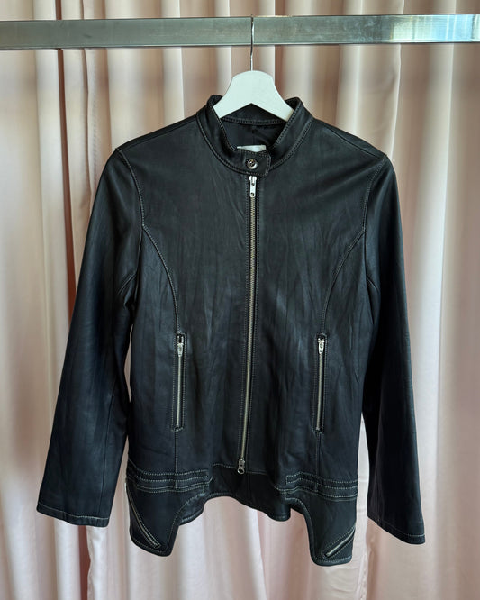 Japanese Brand T. B. Genuine Leather Contrast Stitch Moto Jacket