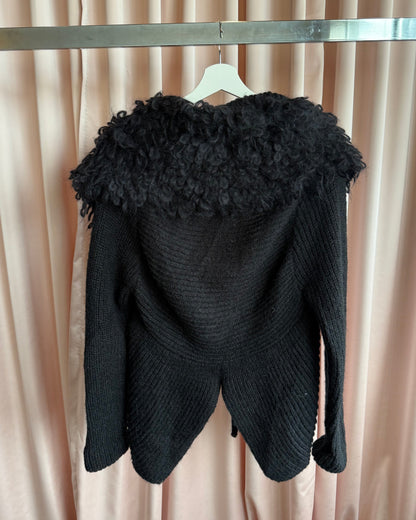 Italian Brand Black Shawl Collar Knit Cardigan