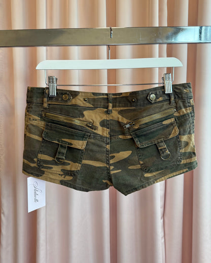 Japanese Brand Camouflage Print Low Rise Mini Shorts