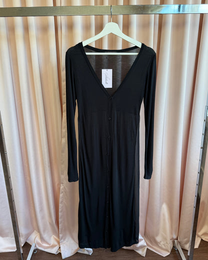 Japanese Brand Sheer Black Chiffon Longline Cardigan