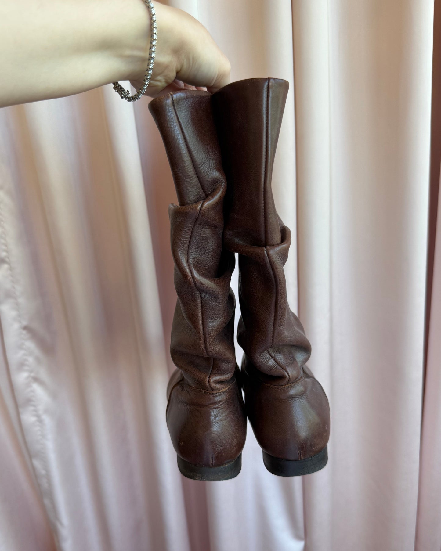 Collection PRIVÉE? Brown Leather Slouch Boots