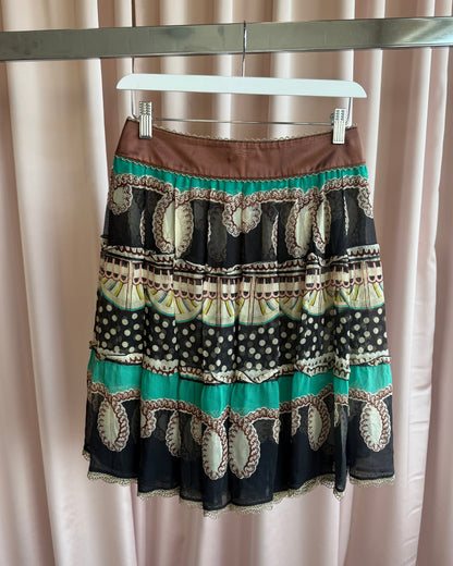 Tsumori Chisato Printed Silk Pleated Midi Skirt