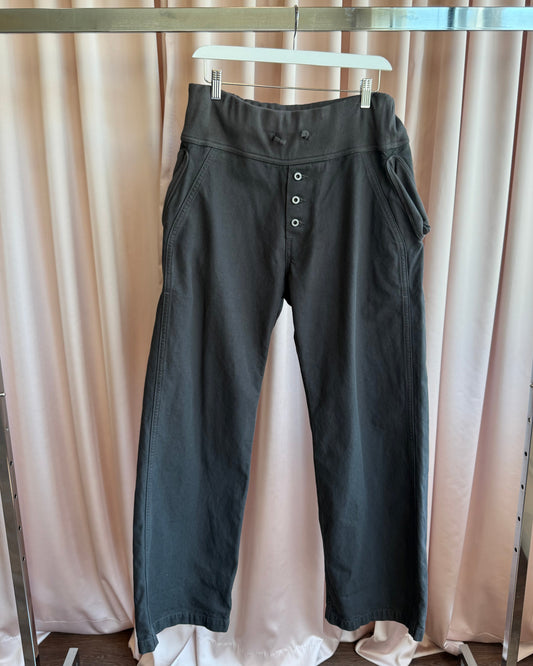 Kapital Dark Grey Cotton Drawstring Wide Pants