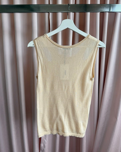 Issey Miyake S/S 2004 by Naoki Takizawa Beige Cut Out Knit Tank Top