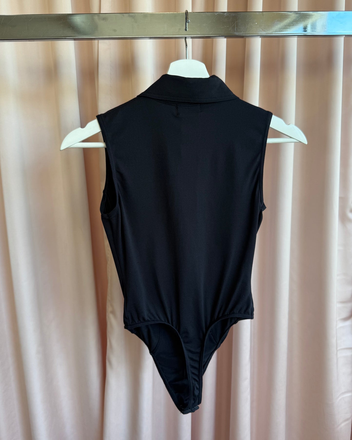 French Brand Black Sleeveless Button Up Bodysuit