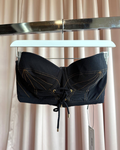 Agent Provocatuer Lace Up Dark Wash Denim Bikini