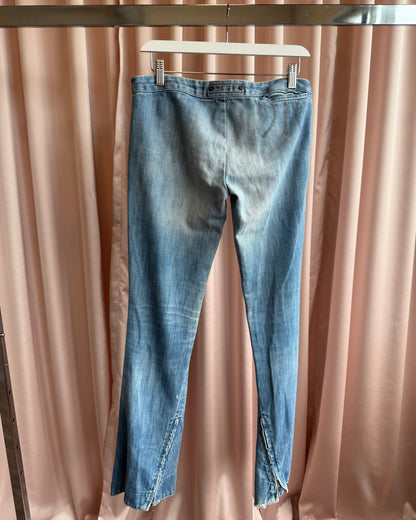 Fornarina Ultra Low Rise Faded Light Wash Flare Denim