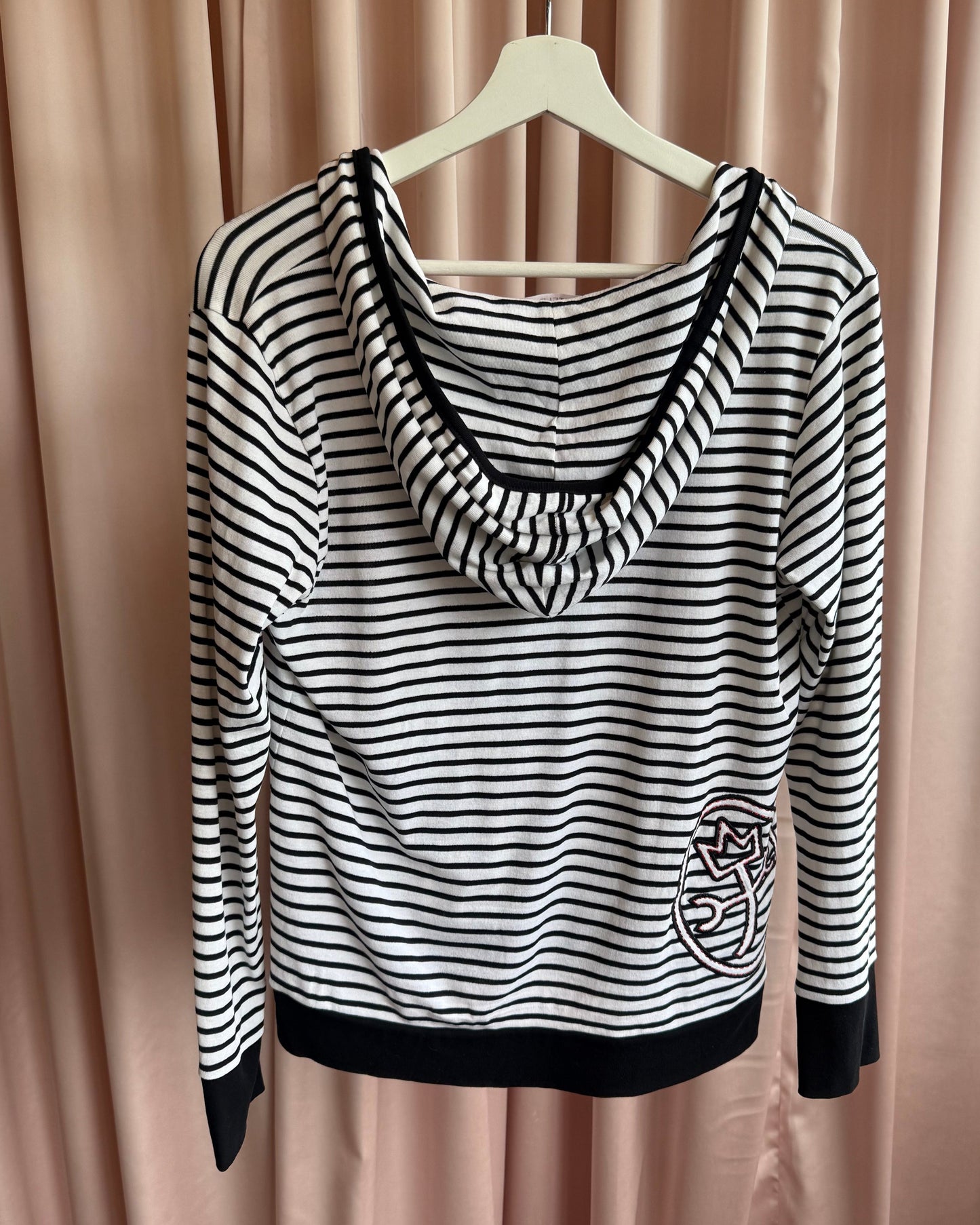 Castelbajac Sport Black & White Striped Henley Hoodie