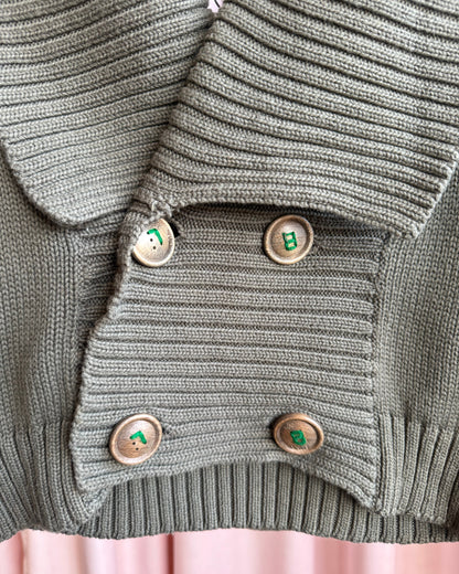 Diesel Khaki Double Breasted Cotton Knit Cardigan