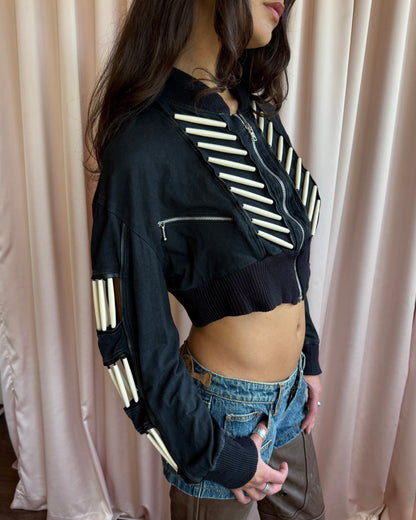 Parisian Brand Cropped Black Cotton Jacket