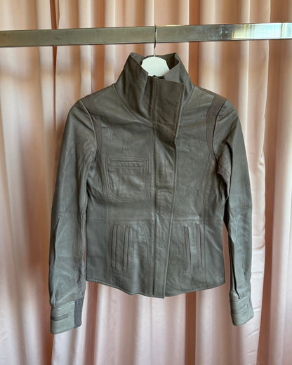 Japanese Brand Dust Tone Sheepskin Leather Side Zip Moto Jacket