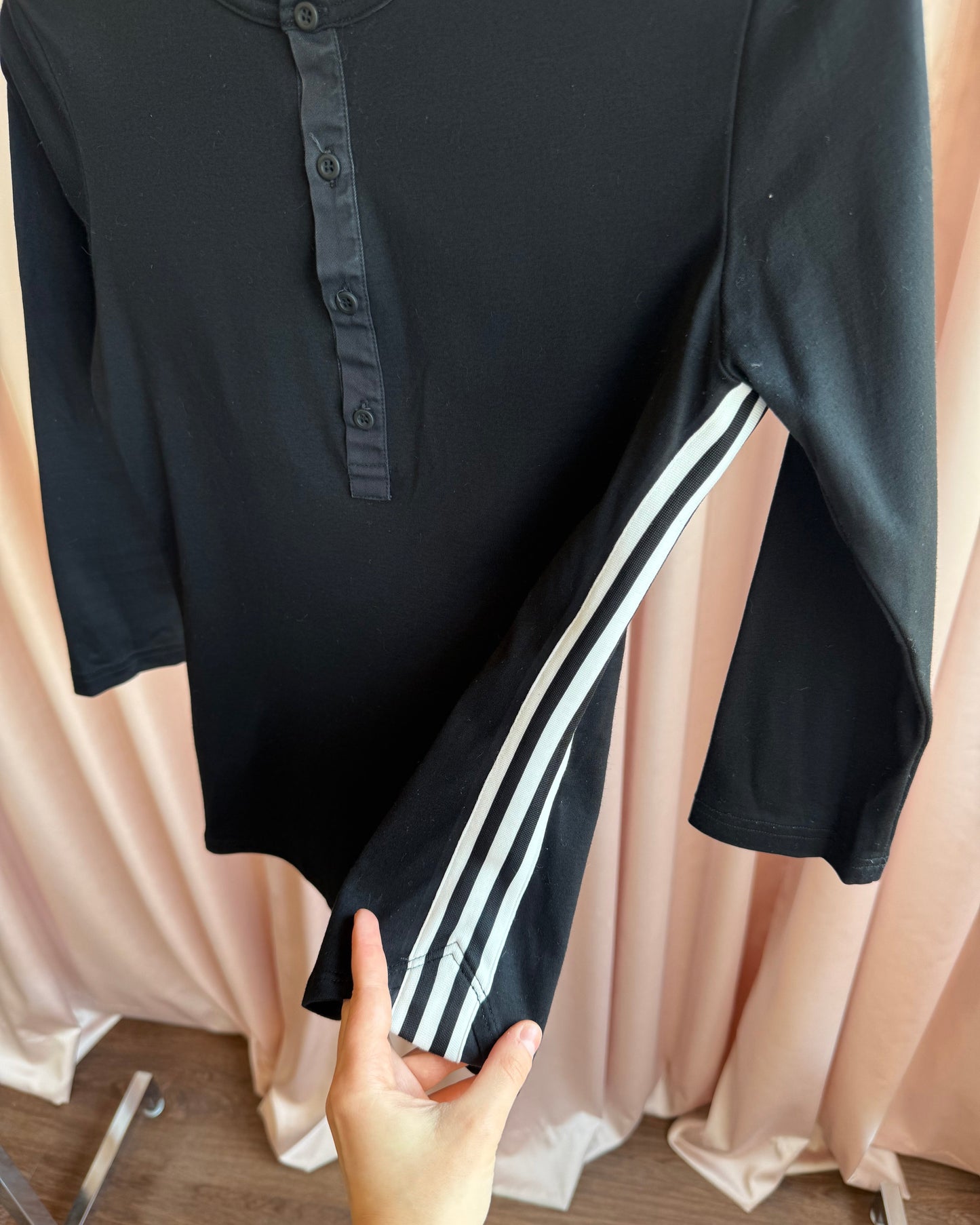 Y-3 F/W 2004 Logo Striped Black Henley Top