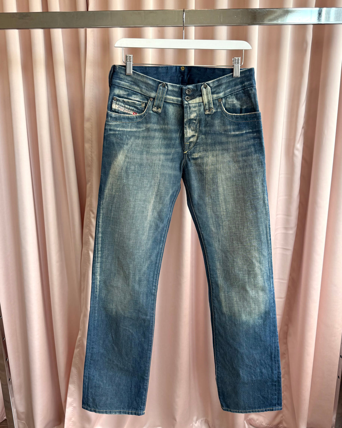 Diesel "Tiiner" Bleach Faded Straight Leg Denim
