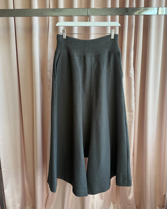 Zucca Grey Rib Knit Waist Sarouel Wide Leg Trousers