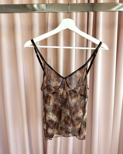 Intimissimi Leopard & Plaid Print Mesh Camisole