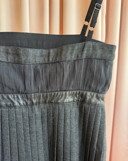 D&G Pleated Silk Bust Leather Belt Mini Dress