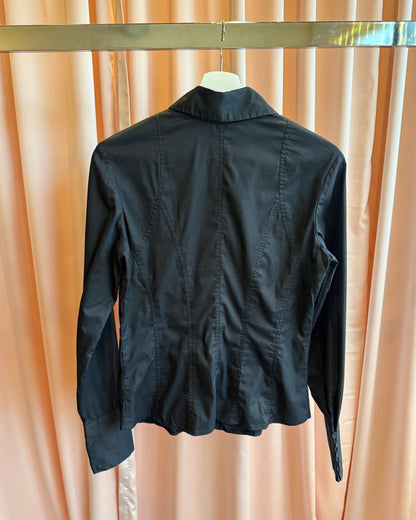 Black Pleated Tuxedo Bib Front Dress Shirt