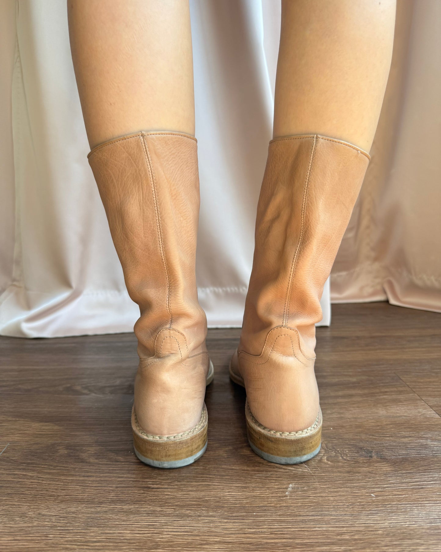 Costume National Salmon Tone Leather Boots