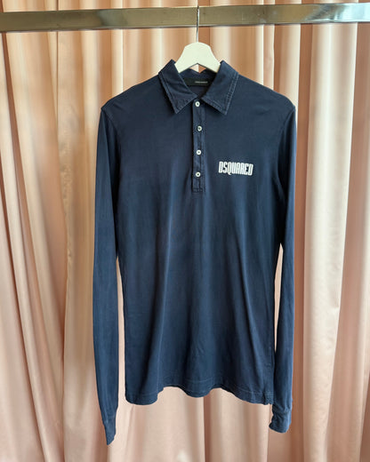 Dsquared² F/W 2007 "Fighting Dudes" Navy Long Sleeve Polo Shirt