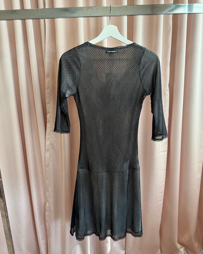 Vive Maria Black Swiss Dot Mesh Lined Drop Waist Dress