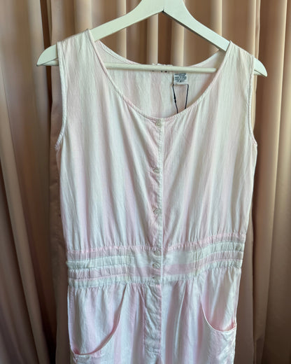 1980's Sorrel Lines Pastel Pink & White Candy Striped Playsuit