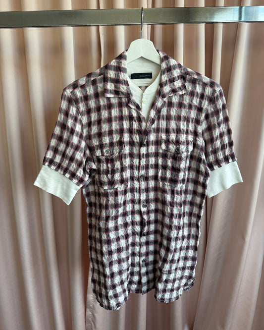 Dsquared² S/S 2008 Double Layered Flannel Henley Short Sleeve Shirt