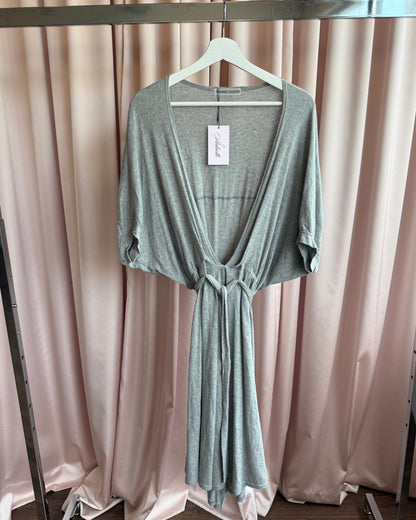 Tsumori Chisato Grey Low Cut Dolman Sleeve Belted Dress