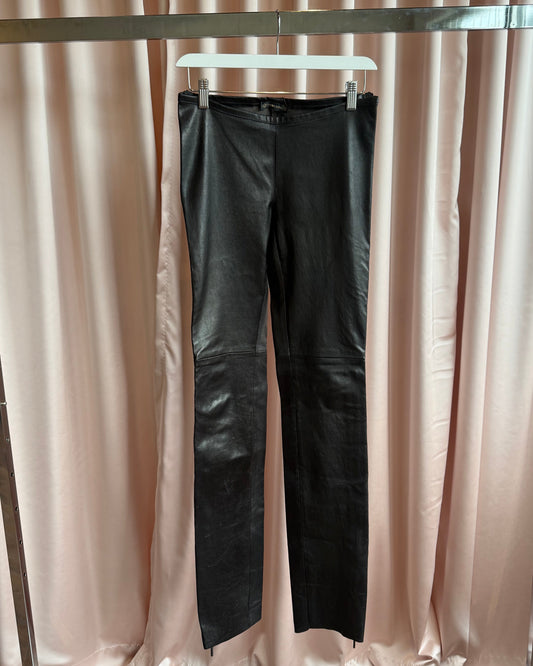 Plein Sud Low Rise Double Zip Leather Leggings