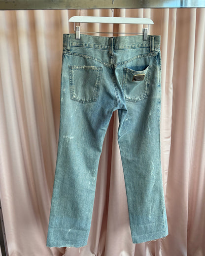 Dolce & Gabbana Distressed Straight Leg Denim