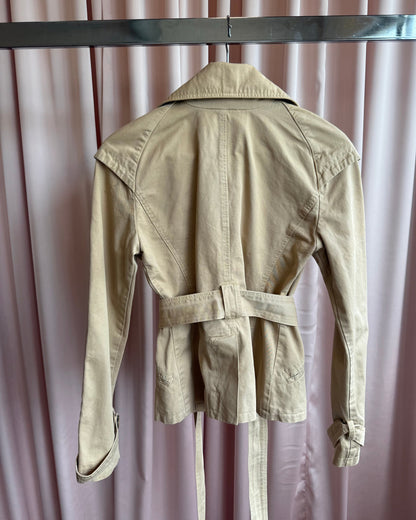 Patrizia Pepe Short Belted Khaki Cotton Trench Jacket