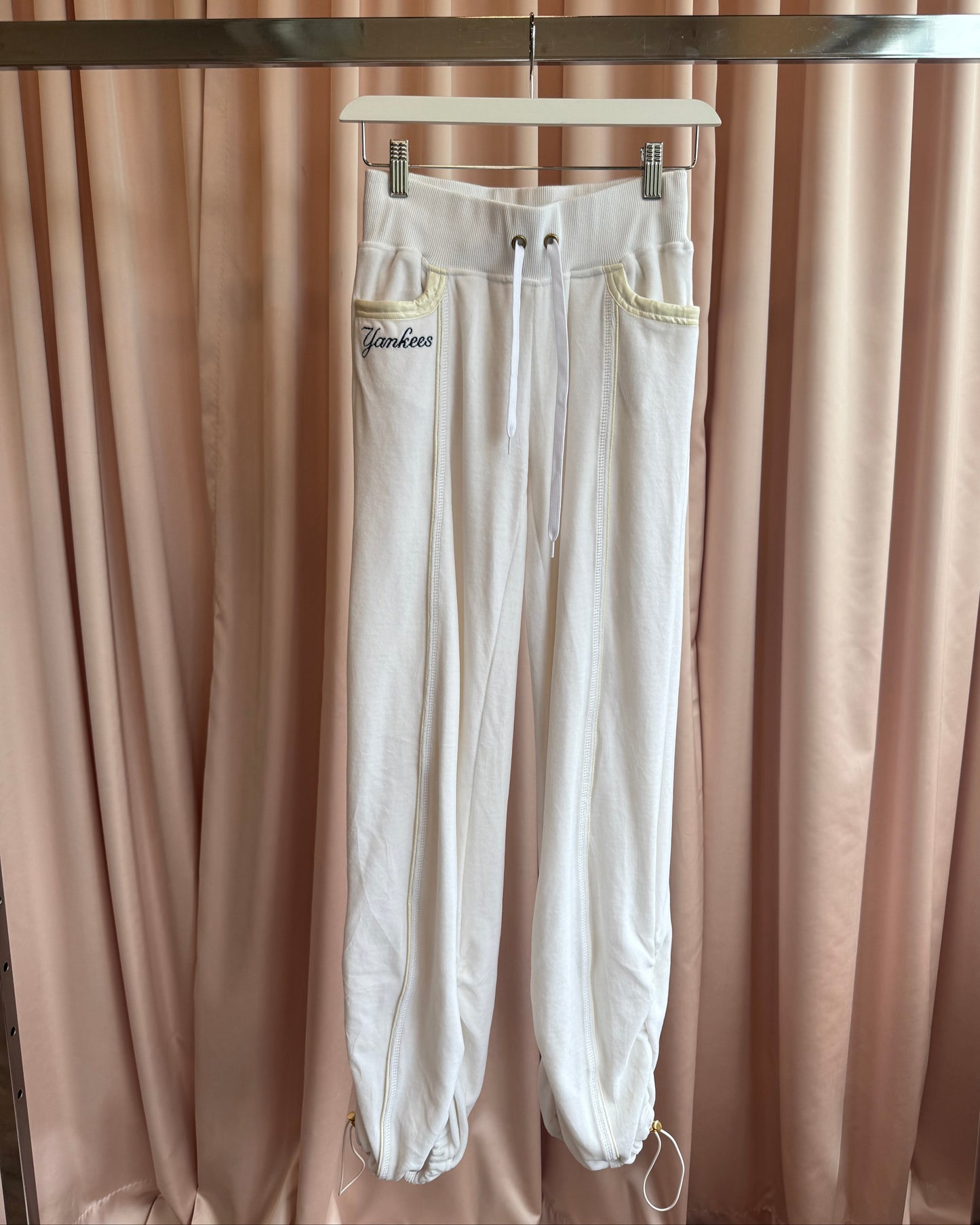 Japanese Brand x MLB NY Yankees White Velour Track Pants