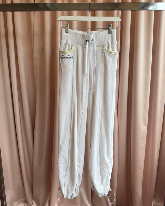 Japanese Brand x MLB NY Yankees White Velour Track Pants