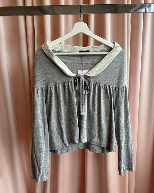 Comme des Garçons tricot Grey Collared Long Sleeve Tie Top