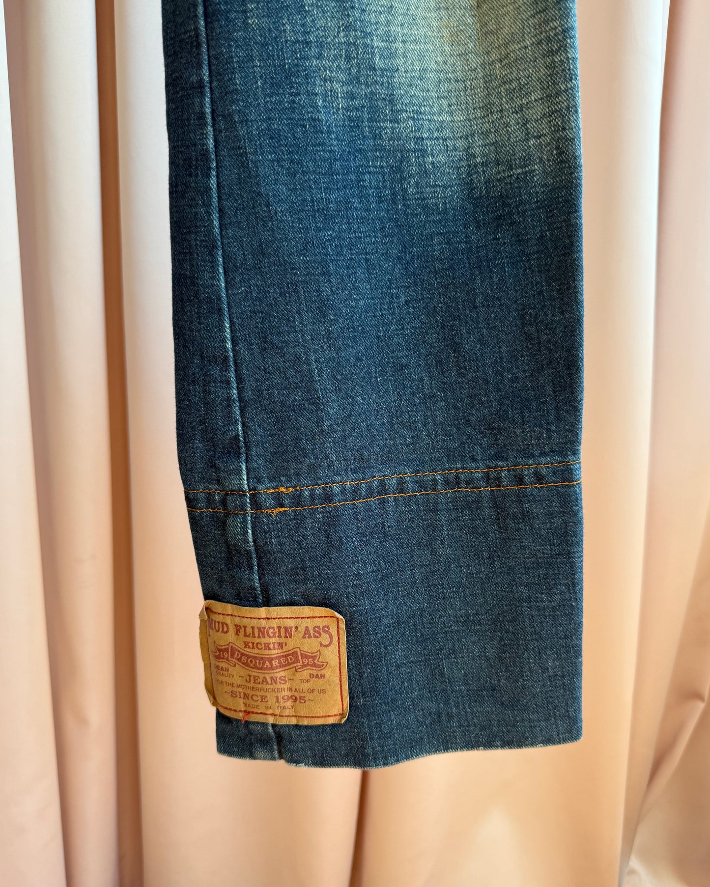 Dsquared² S/S 2003 Leather Trimmed Faded Denim