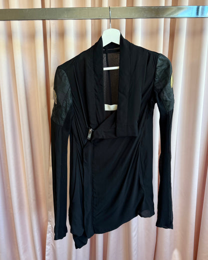 Rick Owens S/S 13 Island Brass Shoulder Black Silk Jacket