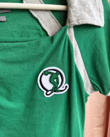 McQ Bowling Logo Patch Green & Grey Polo Top