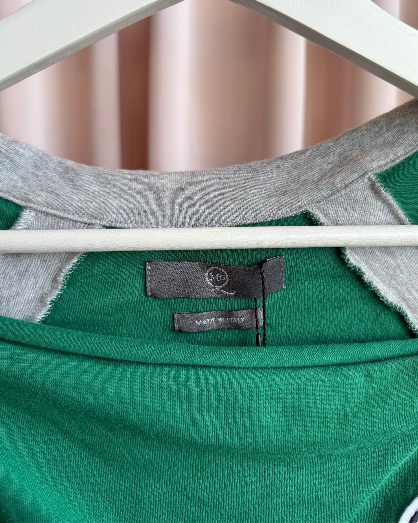 McQ Bowling Logo Patch Green & Grey Polo Top