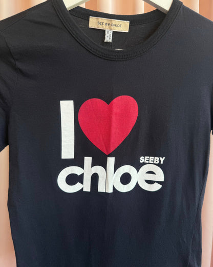 See by Chloé "I Love Chloé" Black Graphic T-Shirt