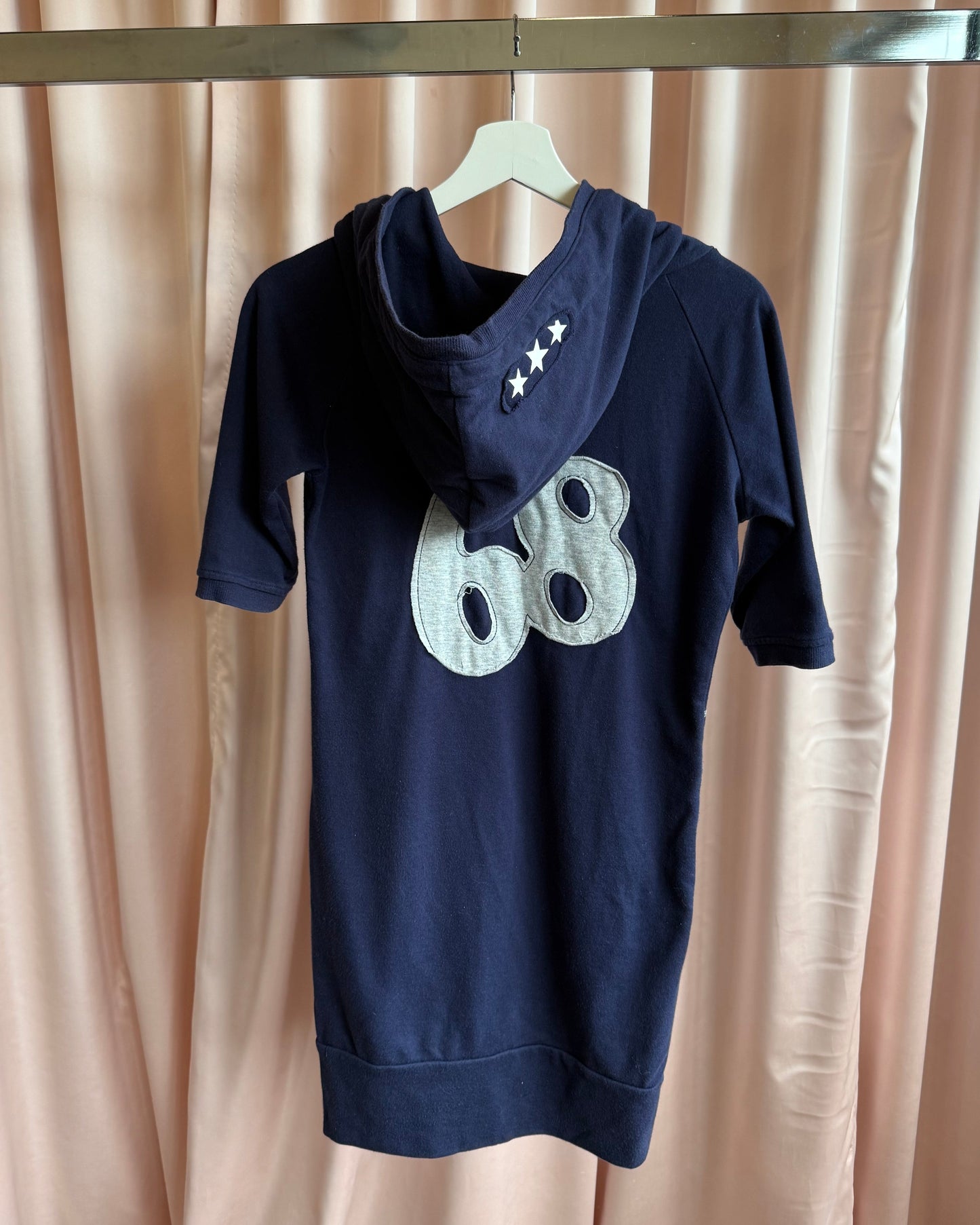 Japanese Brand Navy "Search & Destroy" Graphic Hooded Mini Dress