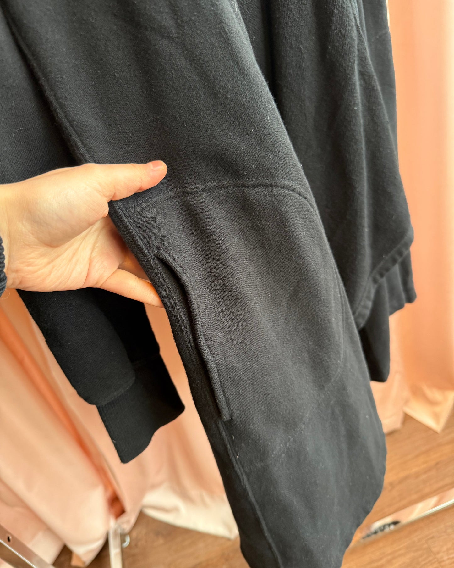 Zucca Hooded Black Longline Open Cardigan