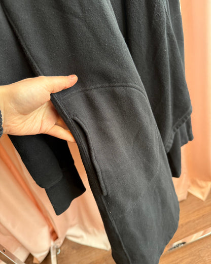 Zucca Hooded Black Longline Open Cardigan