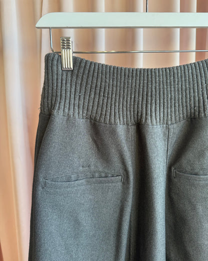 Zucca Grey Rib Knit Waist Sarouel Wide Leg Trousers