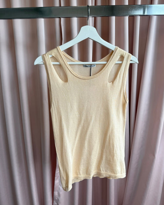 Issey Miyake S/S 2004 by Naoki Takizawa Beige Cut Out Knit Tank Top