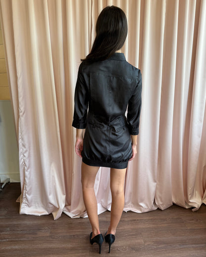 Japanese Brand Black Mini Shirt Dress