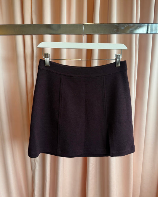 Plein Sud 90's Maroon Wool A-Line Mini Skirt