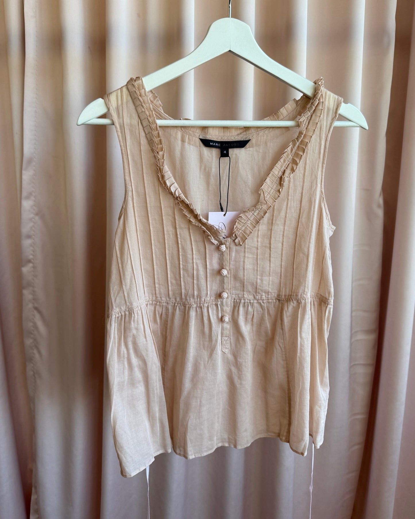 Marc Jacobs Salmon Pink Cotton Tie Waist Tank Top