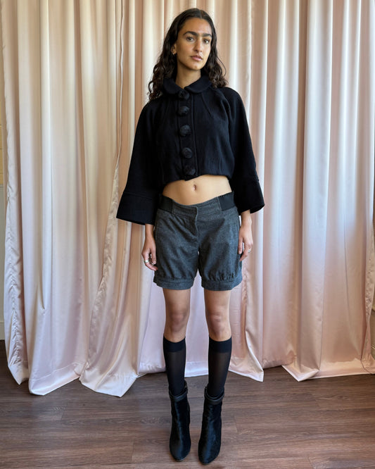 D&G Grey Wool Blend Bubble Shorts