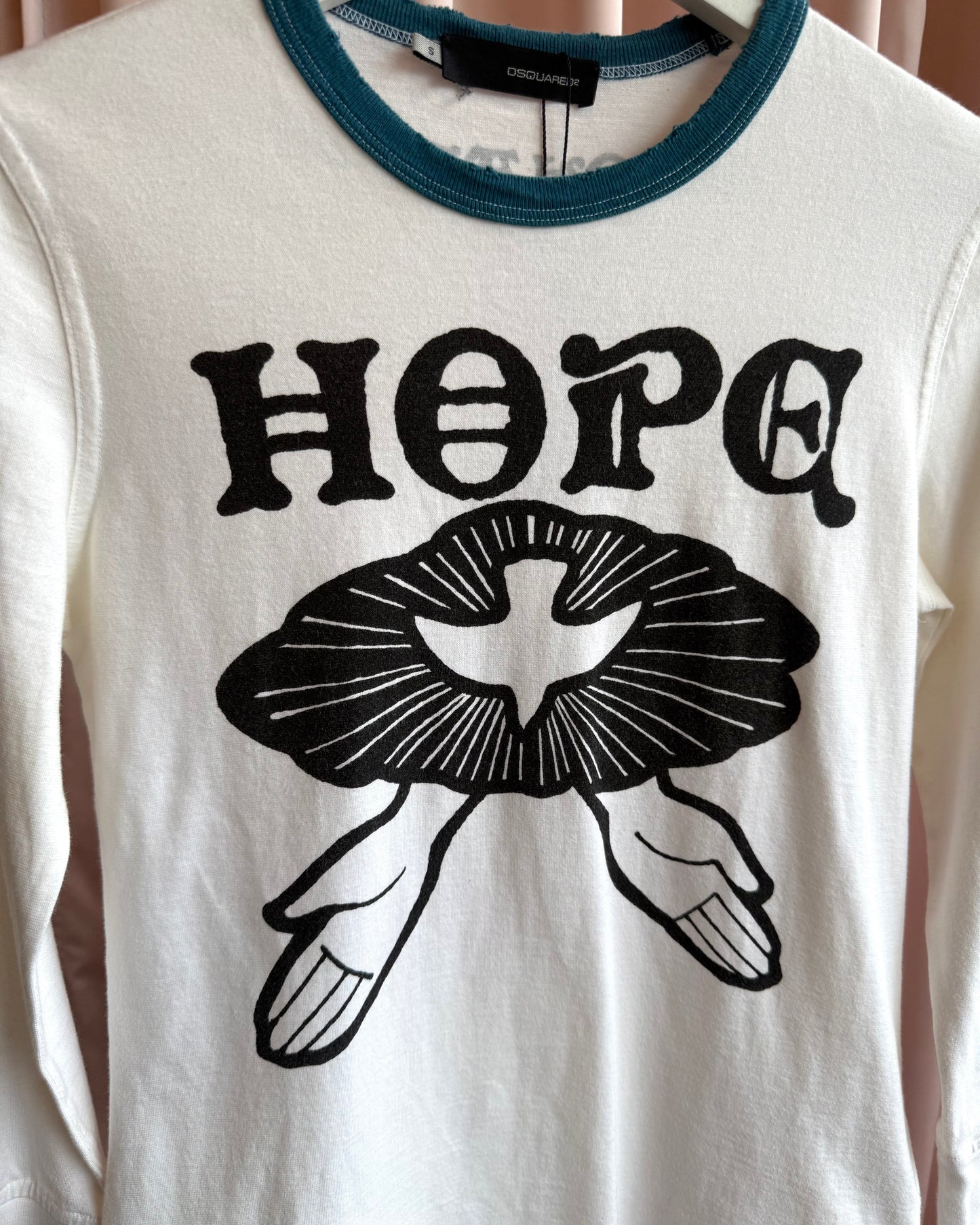 Dsquared² F/W 2005 "Hope" Prayer Hands Graphic Long Sleeve Top