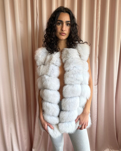 Dyed Icy Blue Genuine Fox Fur Vest