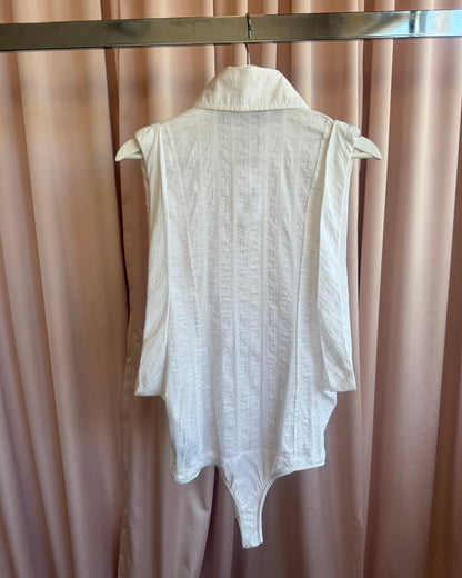 Patrizia Pepe Sera White Sleeveless Open Side Blouse Bodysuit